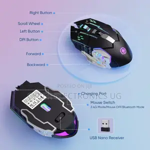 Bluetooth Gaming Mouse RGB Rechargeable 7 Colored
