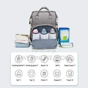 Diaper Bag Backpack With Baby Changing Station - Grey