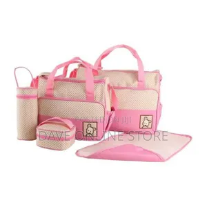 5 PCS Diaper Bag Tote Hand Bags Baby Set - Pink