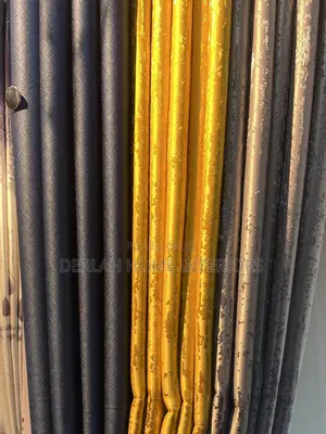 Black Out Curtains in Blue and Grey With Mastered Yellow