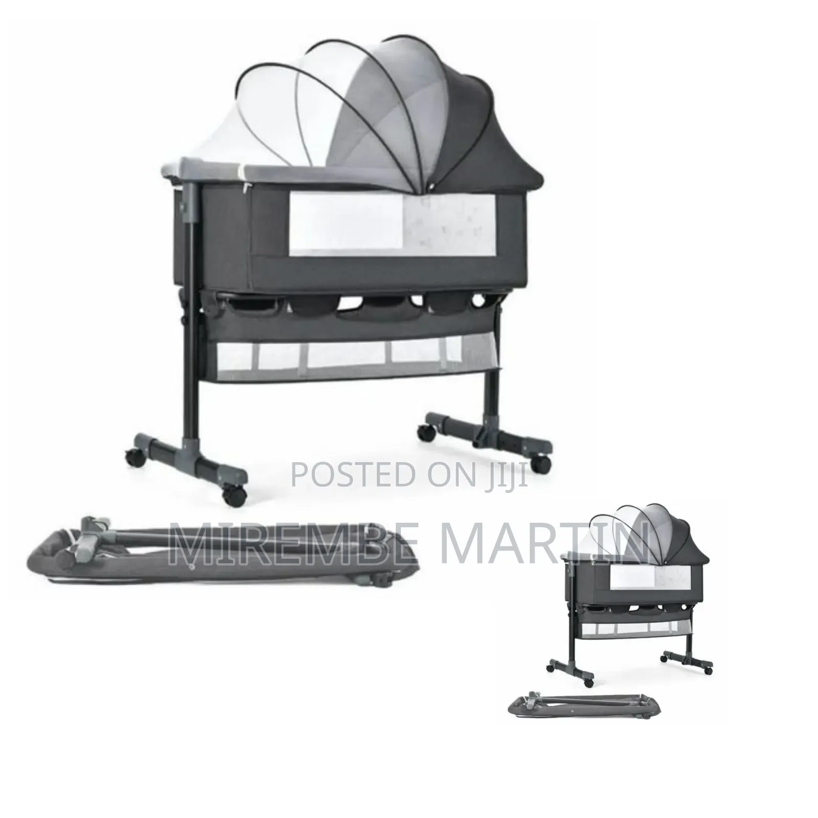 Grey Adjustable Crib Cosleeper Cradle Bed With Under Storage