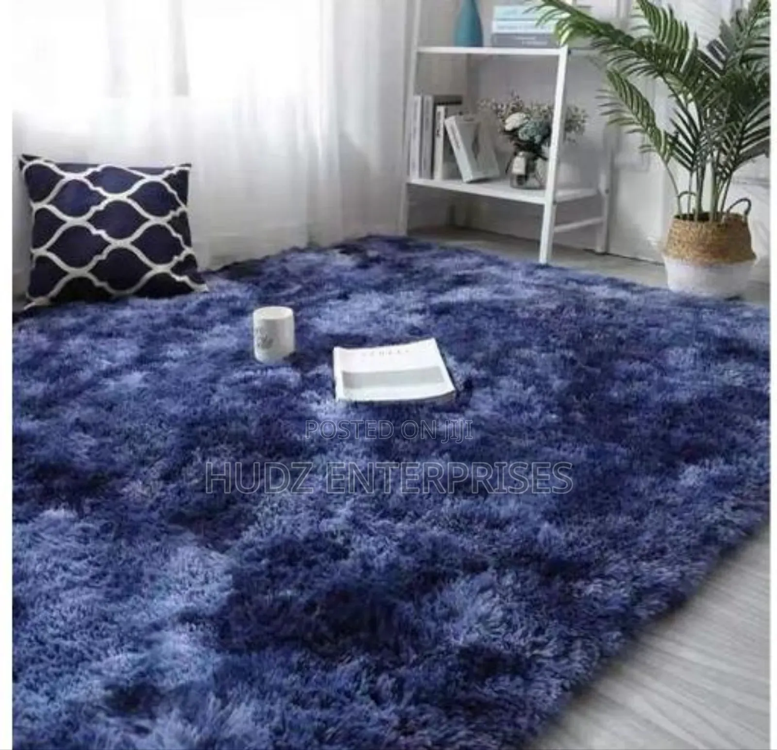 1.5by 2meters Fluffy Center Carpet Medium Size Dark Grey