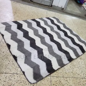 1.5by 2meters Fluffy Center Carpet Medium Size Blackstriped