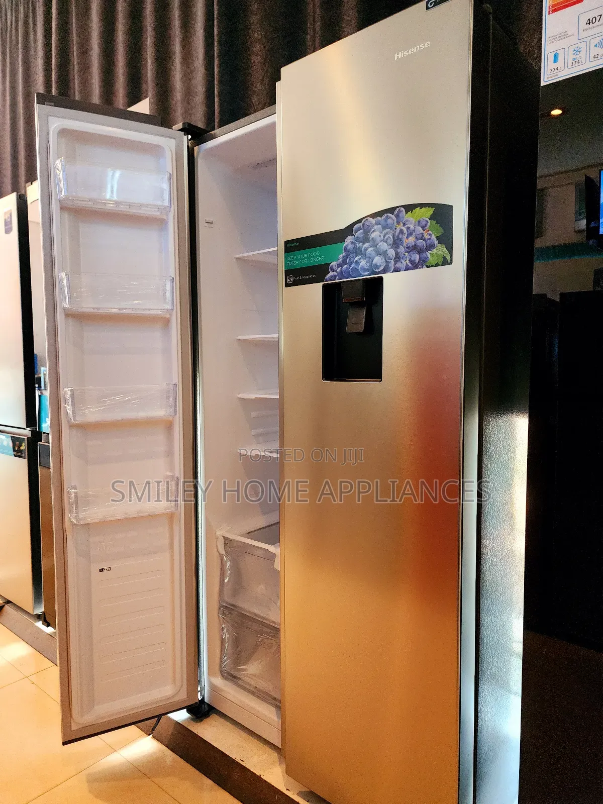 670ltrs Hisense Side by Side Refrigerator Silver Color