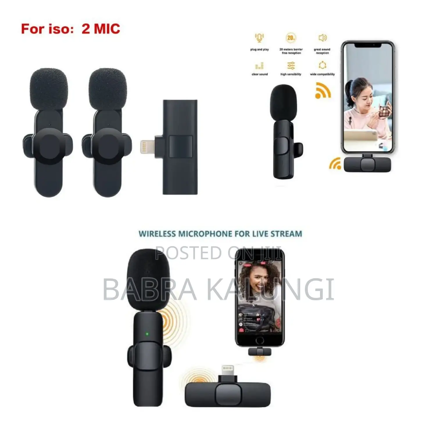 3-in-1 Wireless Lavalier Mini Microphone