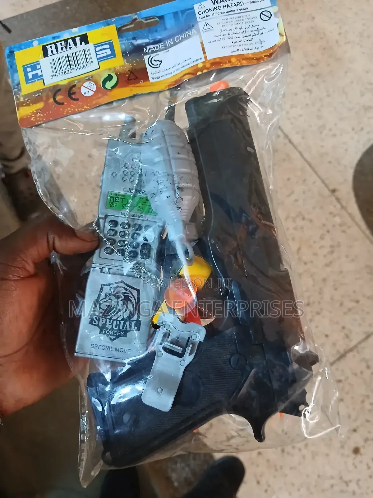 Kids Playing Pistol Kit With Plastic Bomb,Whistle,Grenade