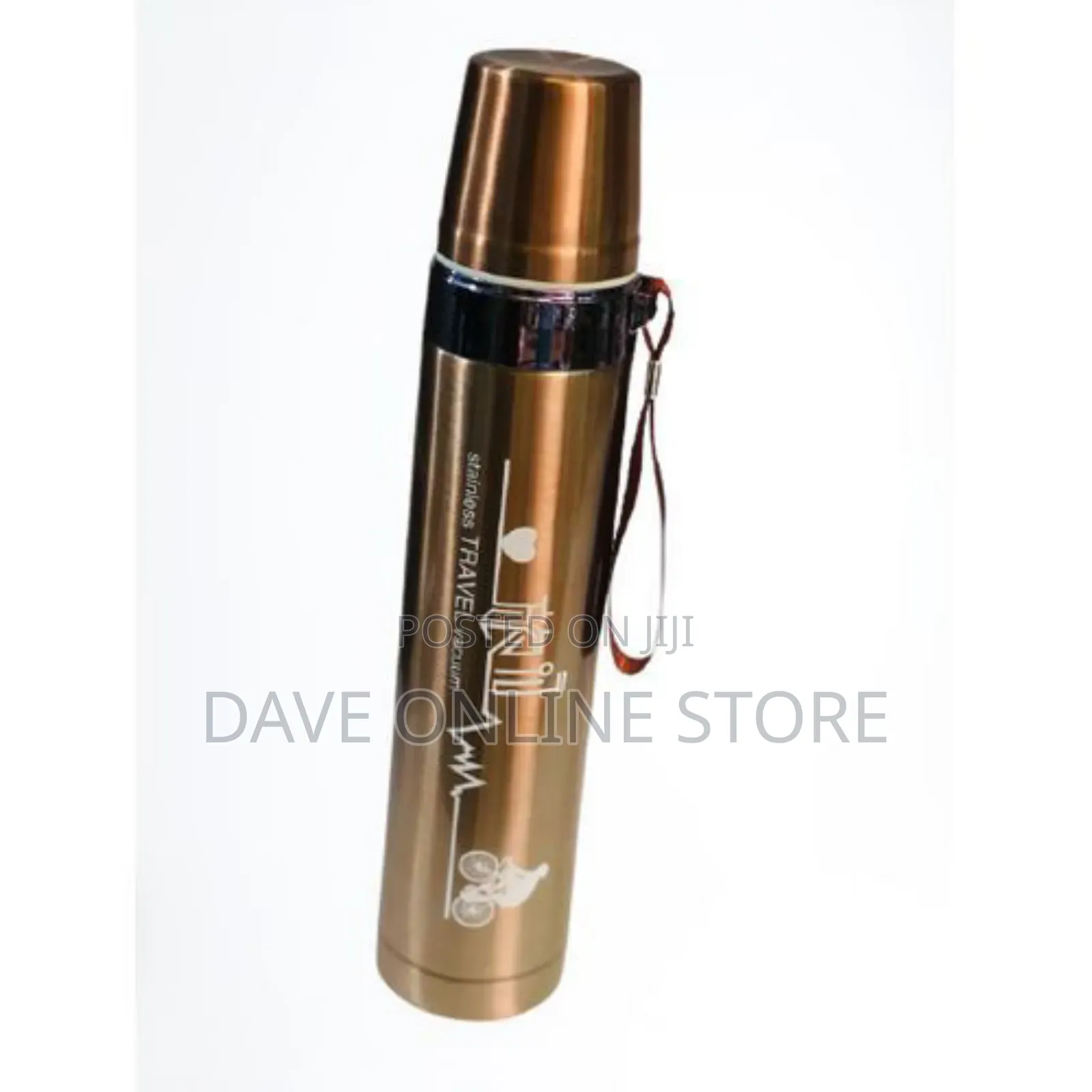 Hot Cold Unbreakable Stainless Steel Flask, 1L - Gold