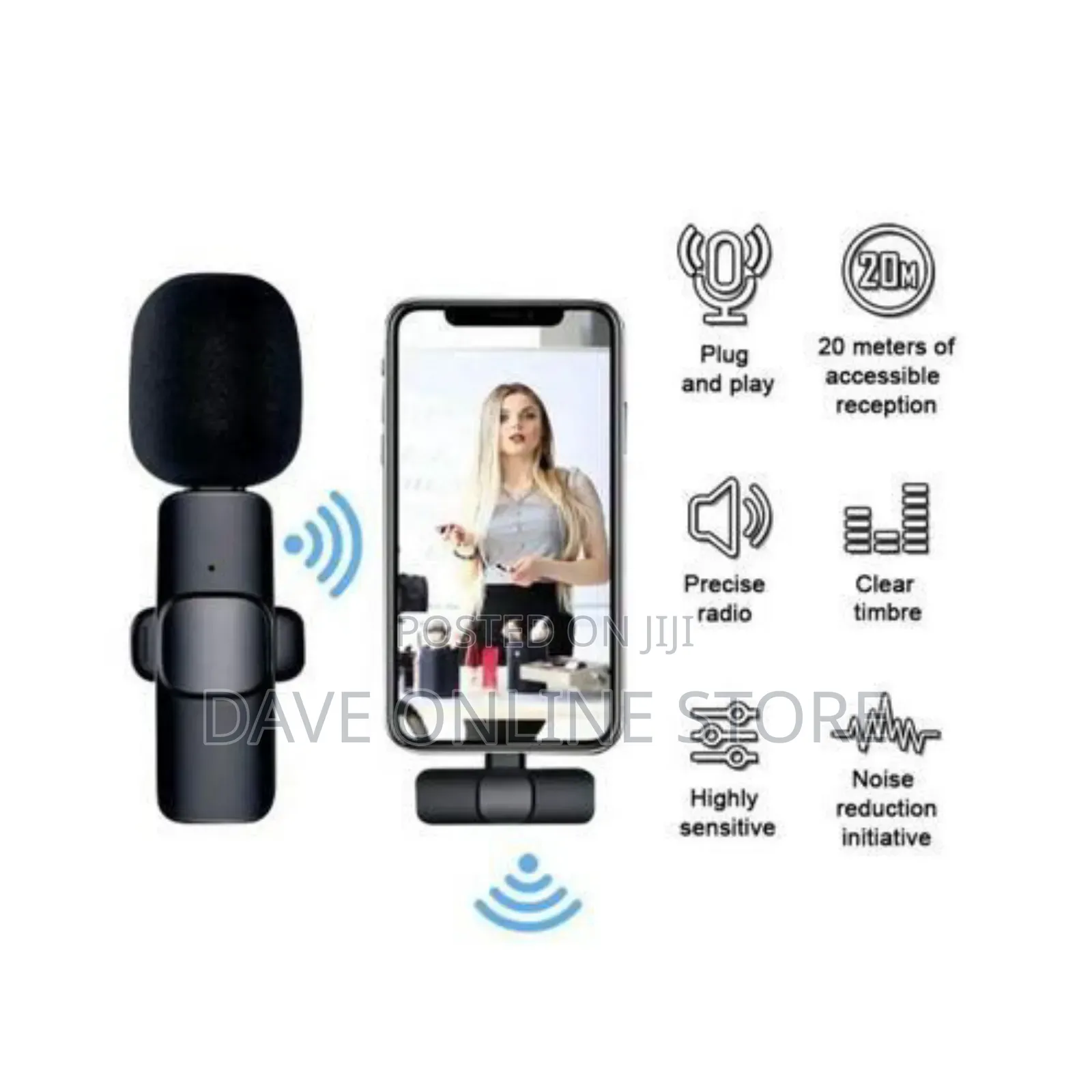 Cell Phone Microphone Lavalier Android Phone - Black