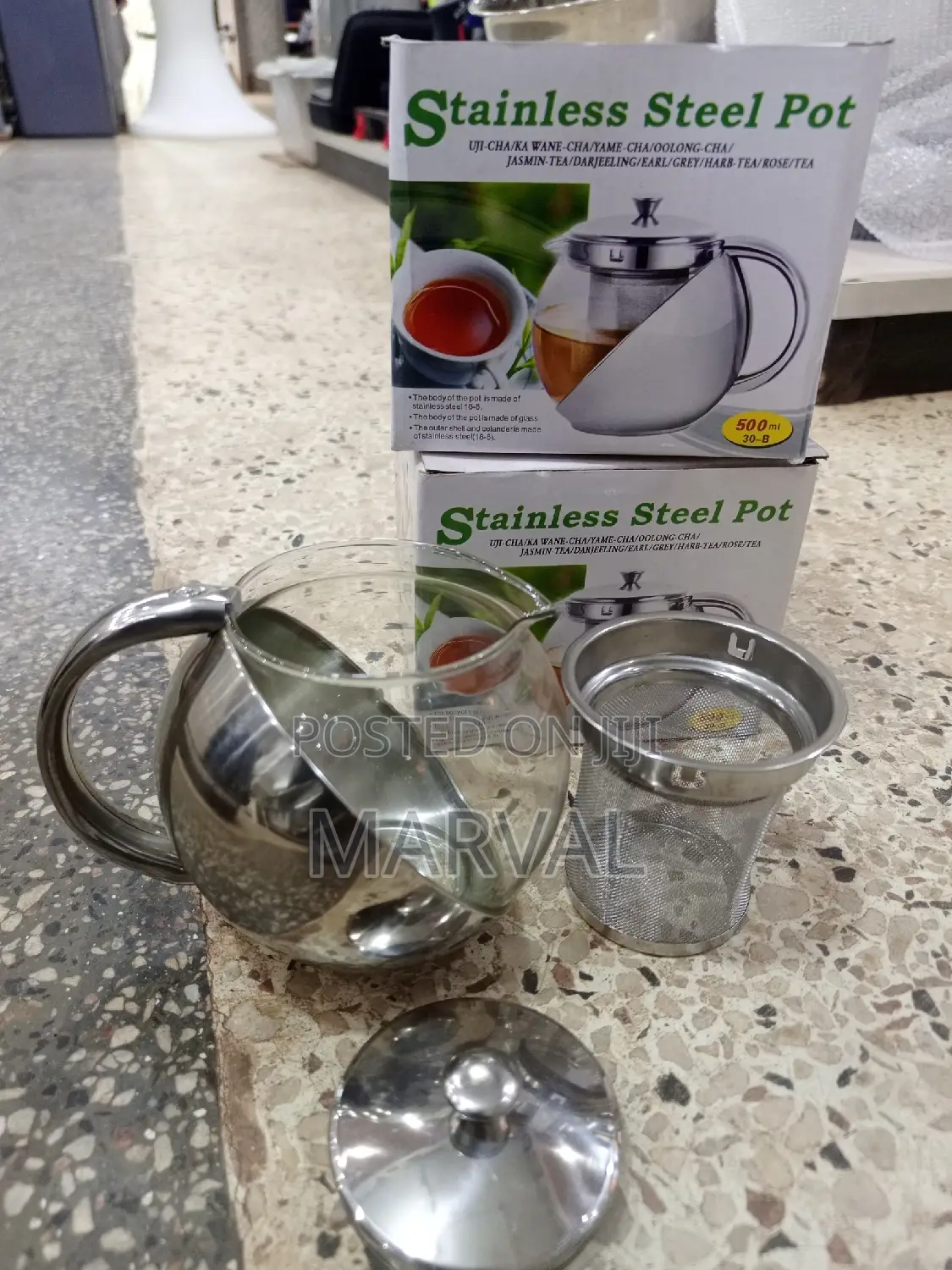 3/2cups Tea Pot (750mls) With Both Steel and Glass