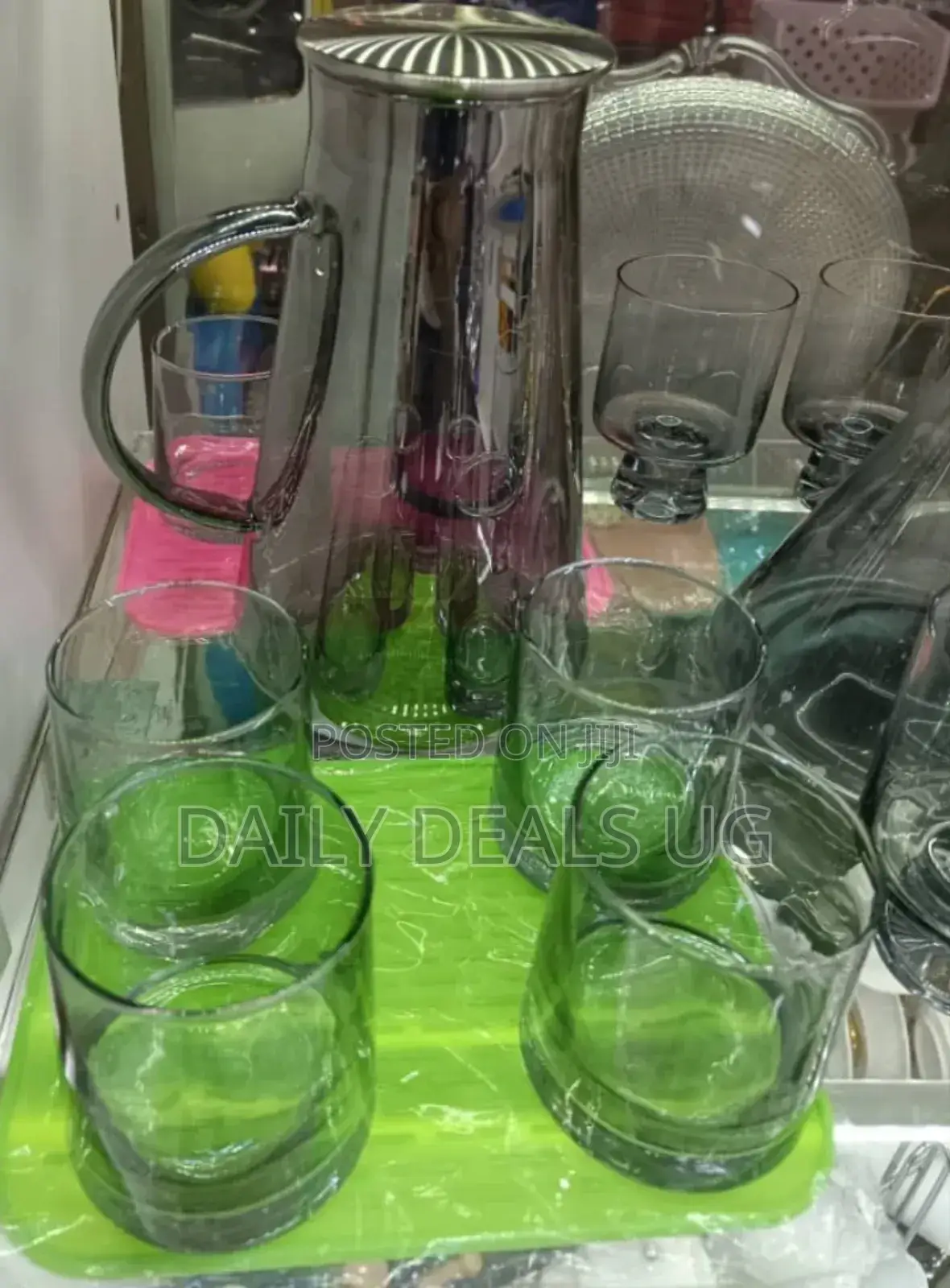 Glass Juice With Tray