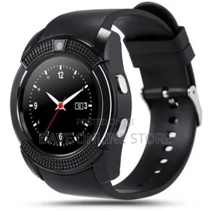 Silicon Round Smart Watch With Sim Card Bluetooth - Black