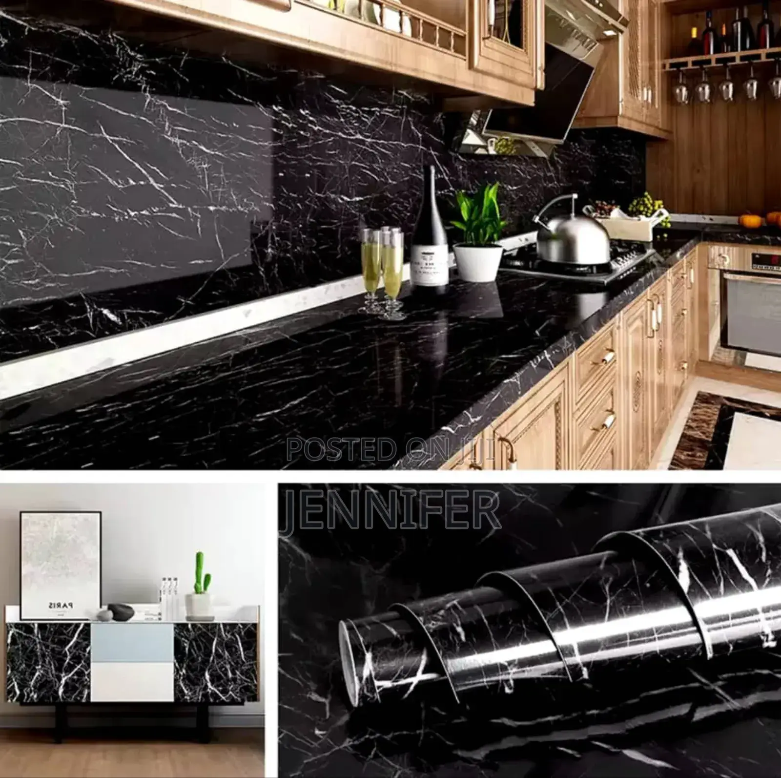 Black Marble Water Proof Self Adhesive Wallpapers