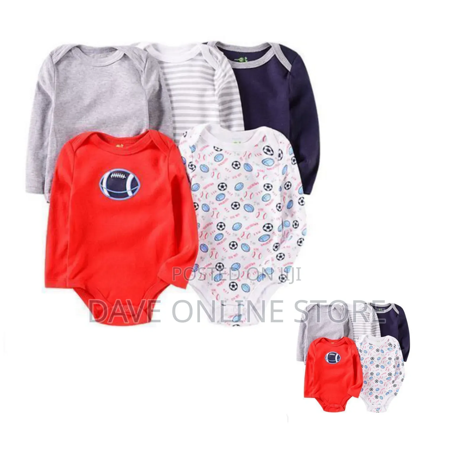 5 Pack Baby Boy Long Sleeve Bodysuits - Multiple Designs