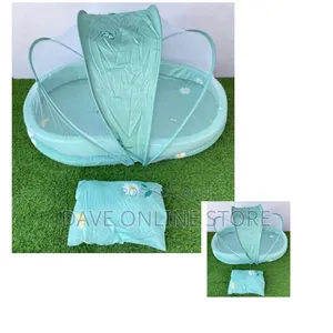 Foldable Baby Net Crib- Pink, Color May and Design Vary