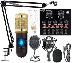 Bm800 Condenser Studio Microphone With V8 Soundcard Set