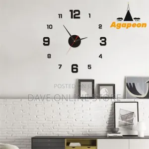 Agapeon DIY 3D Mirror Wall Clock Stickers 40*40cm - Black