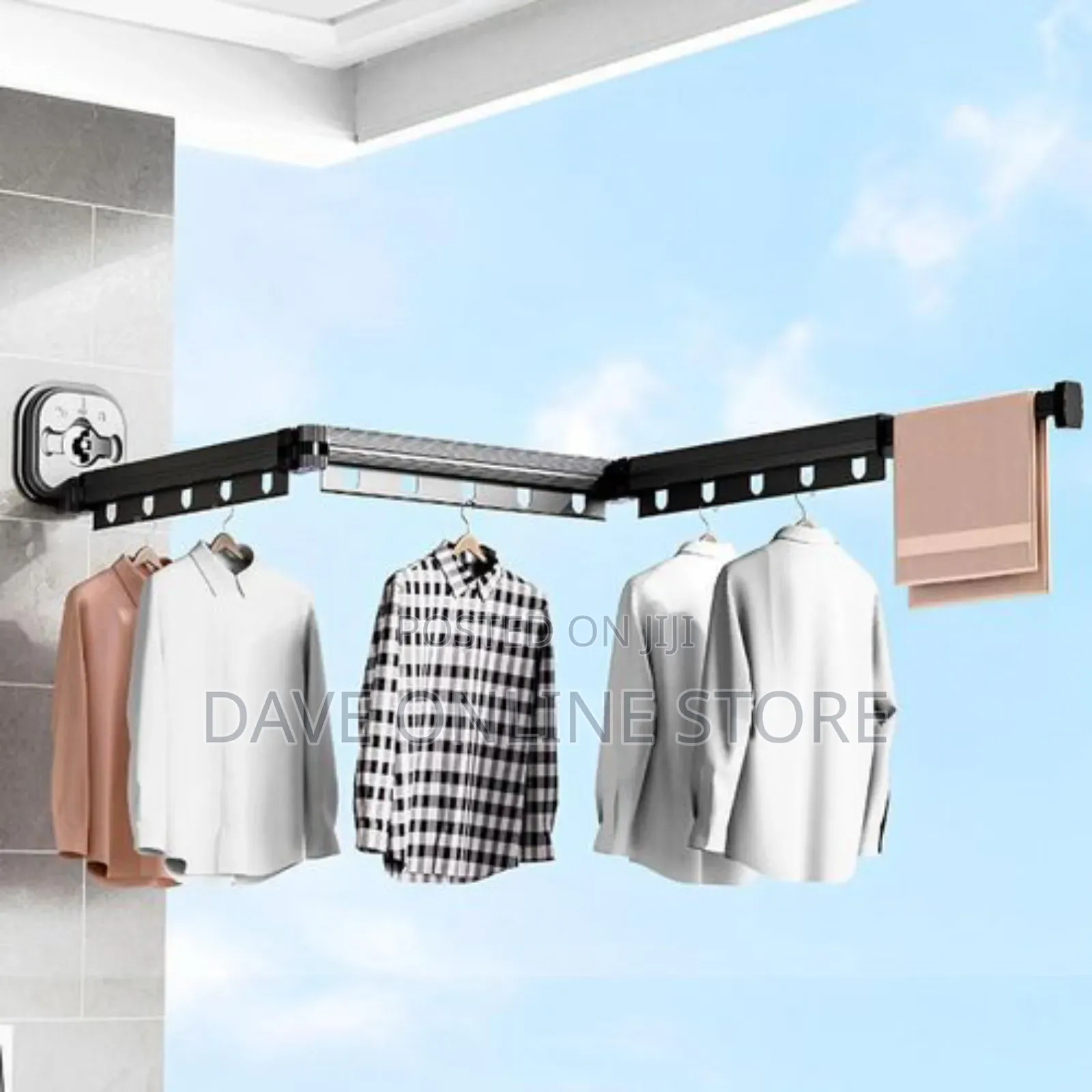 Folding 3-Fold Retractable Clothes Drying Rack .