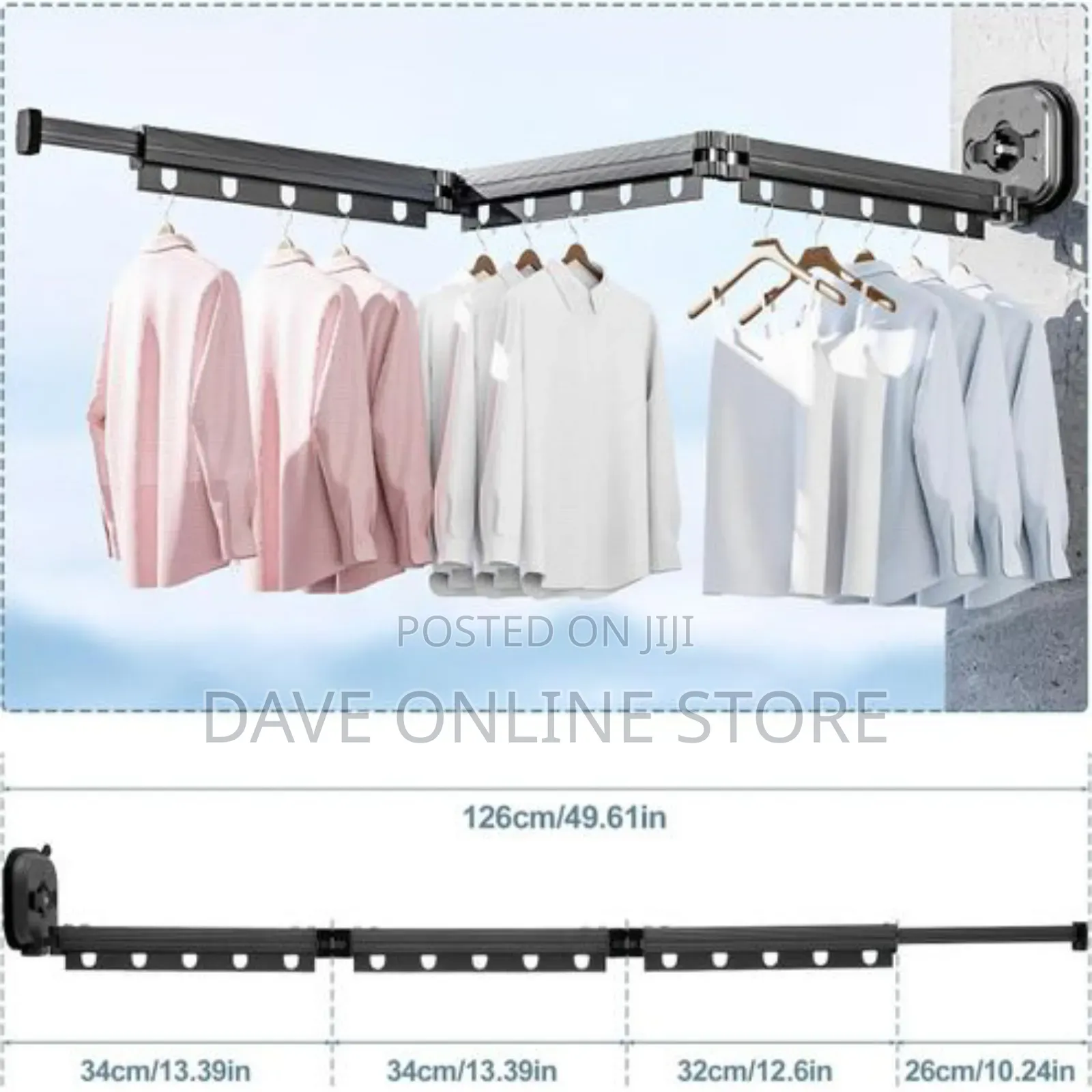 Folding 3-Fold Retractable Clothes Drying Rack .