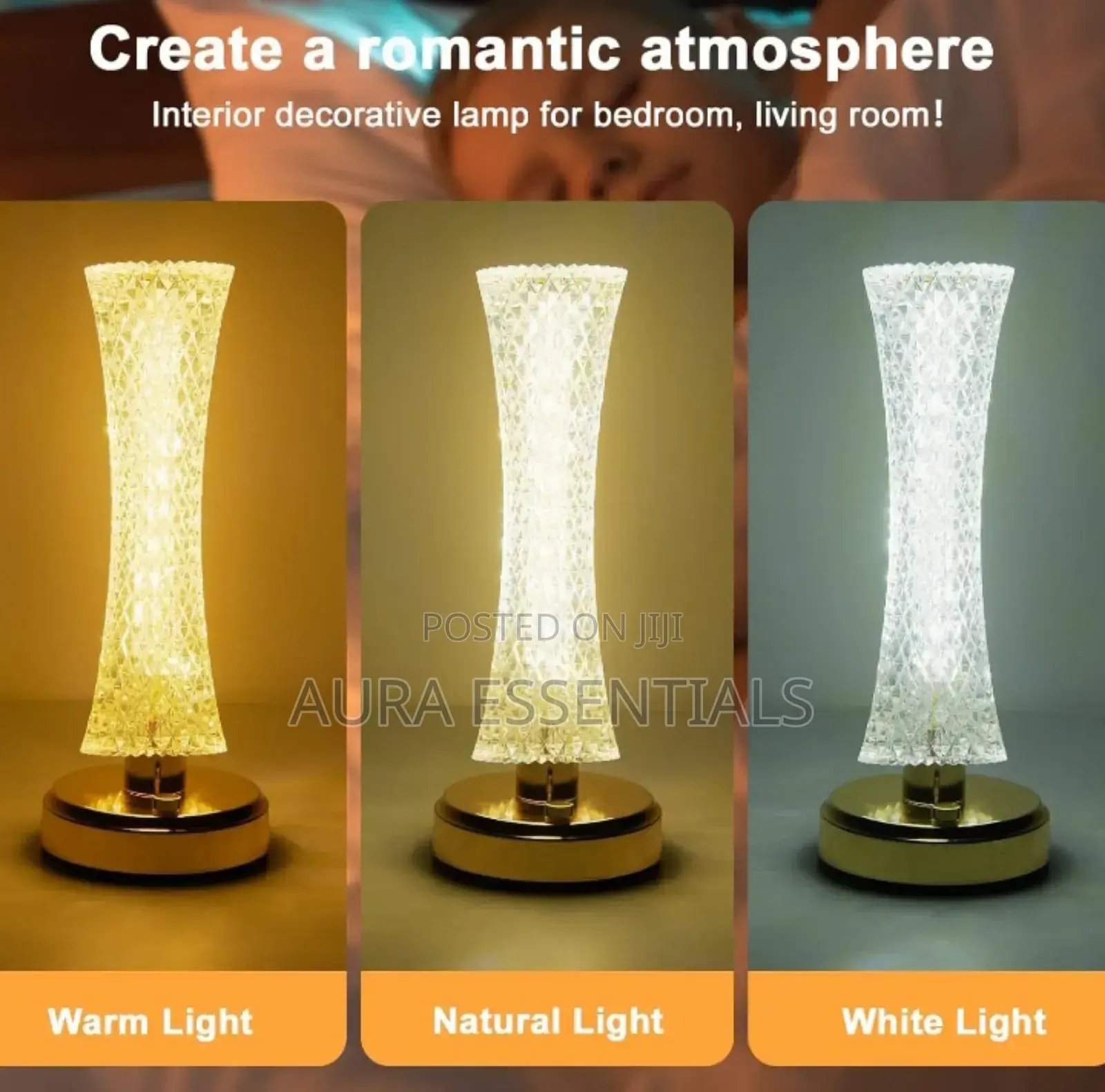 Bedside Lamp Touch Dimmable Crystal Lamp