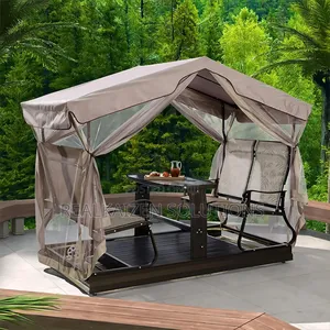 Outdoor 4 Seater Swing Chair With Pergola | Net and Table
