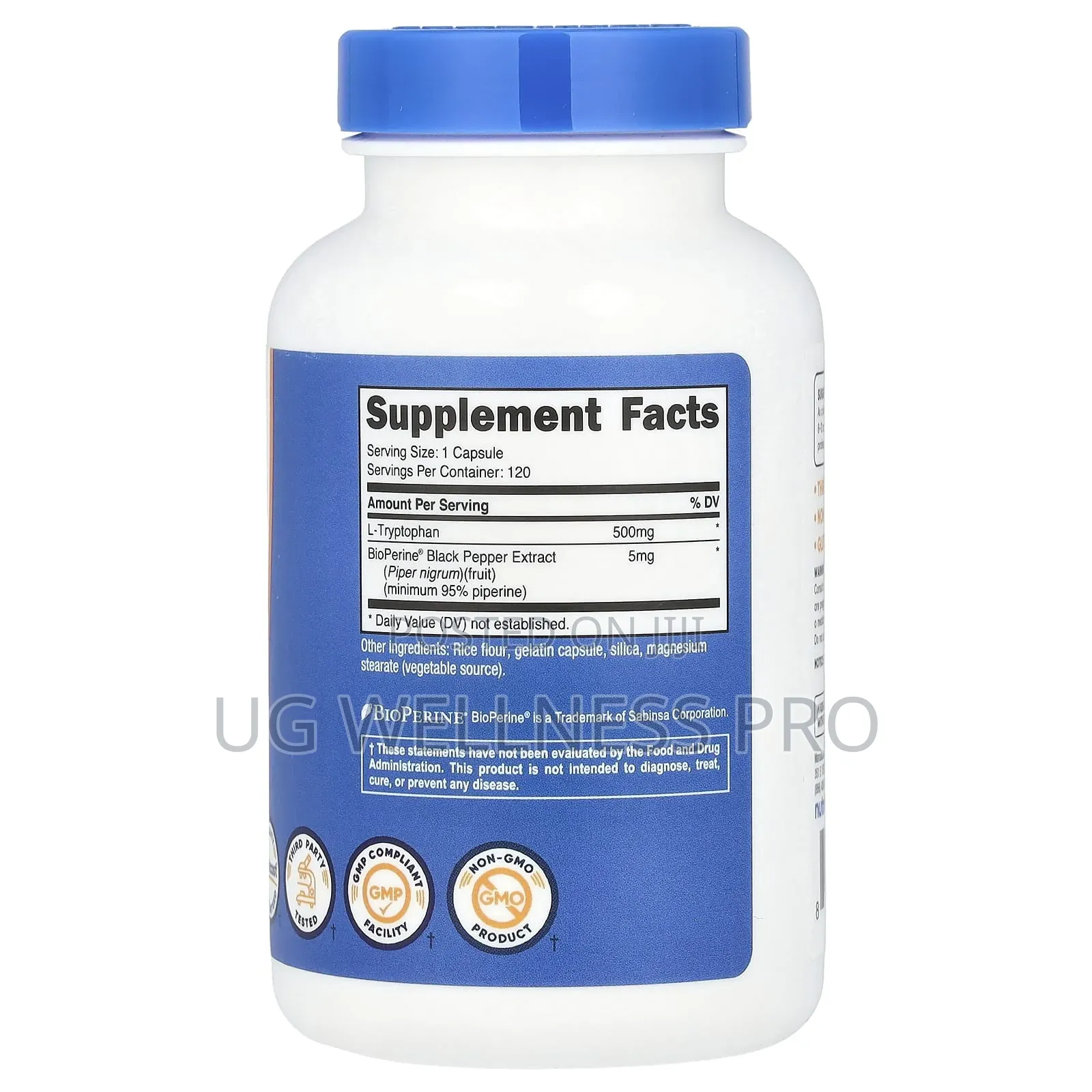 Nutricost, L-Tryptophan, 500 Mg, 120 Capsules
