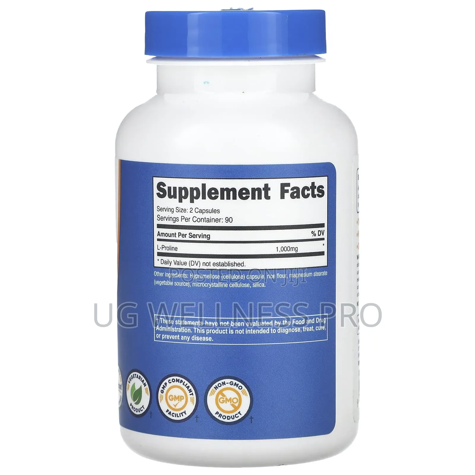 Nutricost, L-Proline, 1,000 Mg, 180 Capsules 500 Mg Per Cap