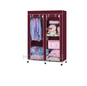 Double Column Portable Steel Wardrobe-Maroon