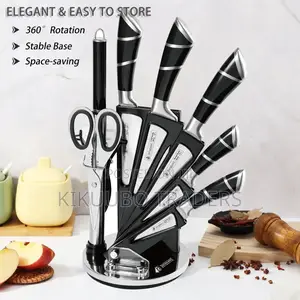 9pcs Kitchen Knife Set With 360° Rotating Stand