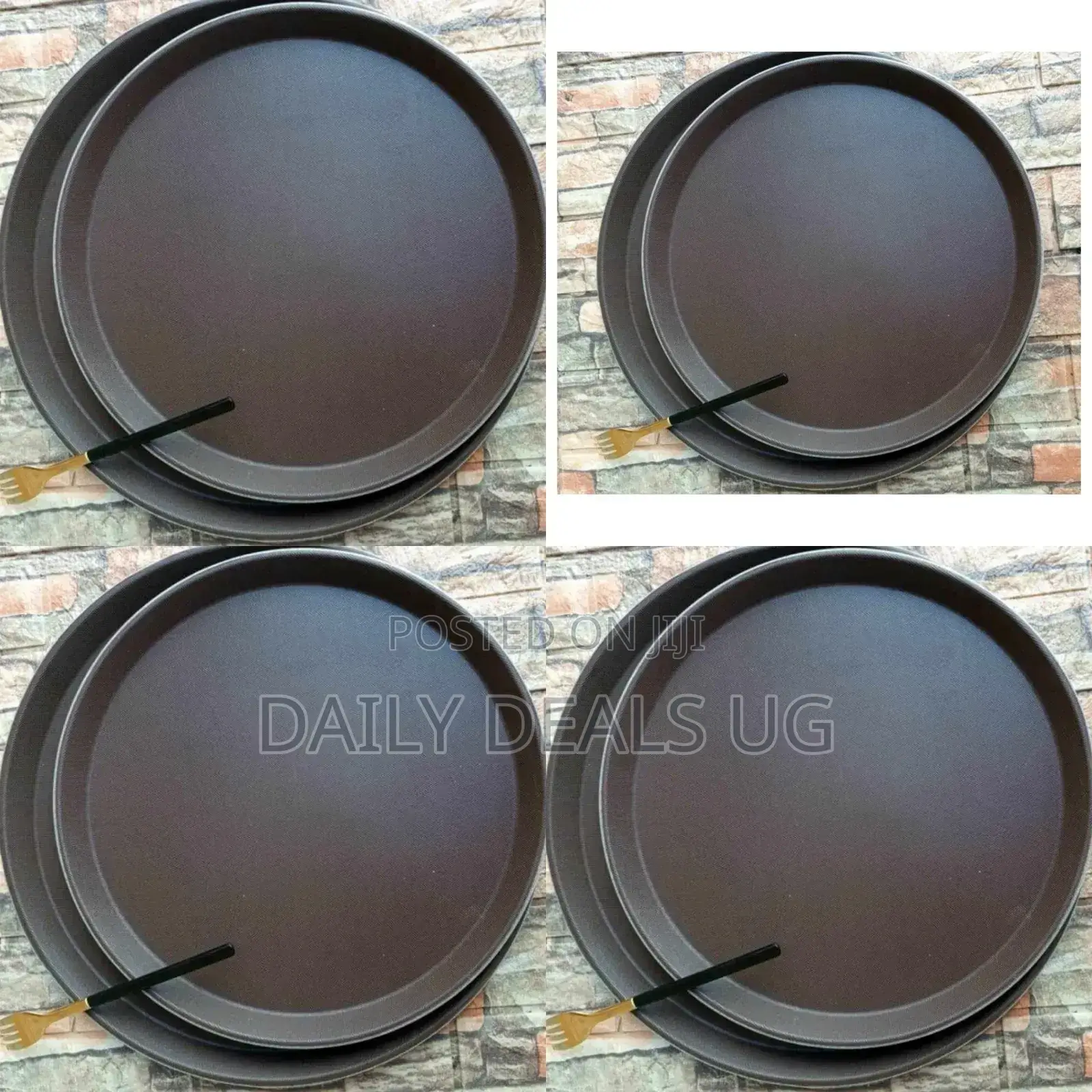 Black Round Serving Tray