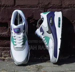 Original White/Purple/Green Nike Air Max 90 Essential Shoes