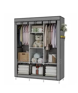 3 Column Metallic Stands Wardrobe Rack - Gray - 170*128*45cm