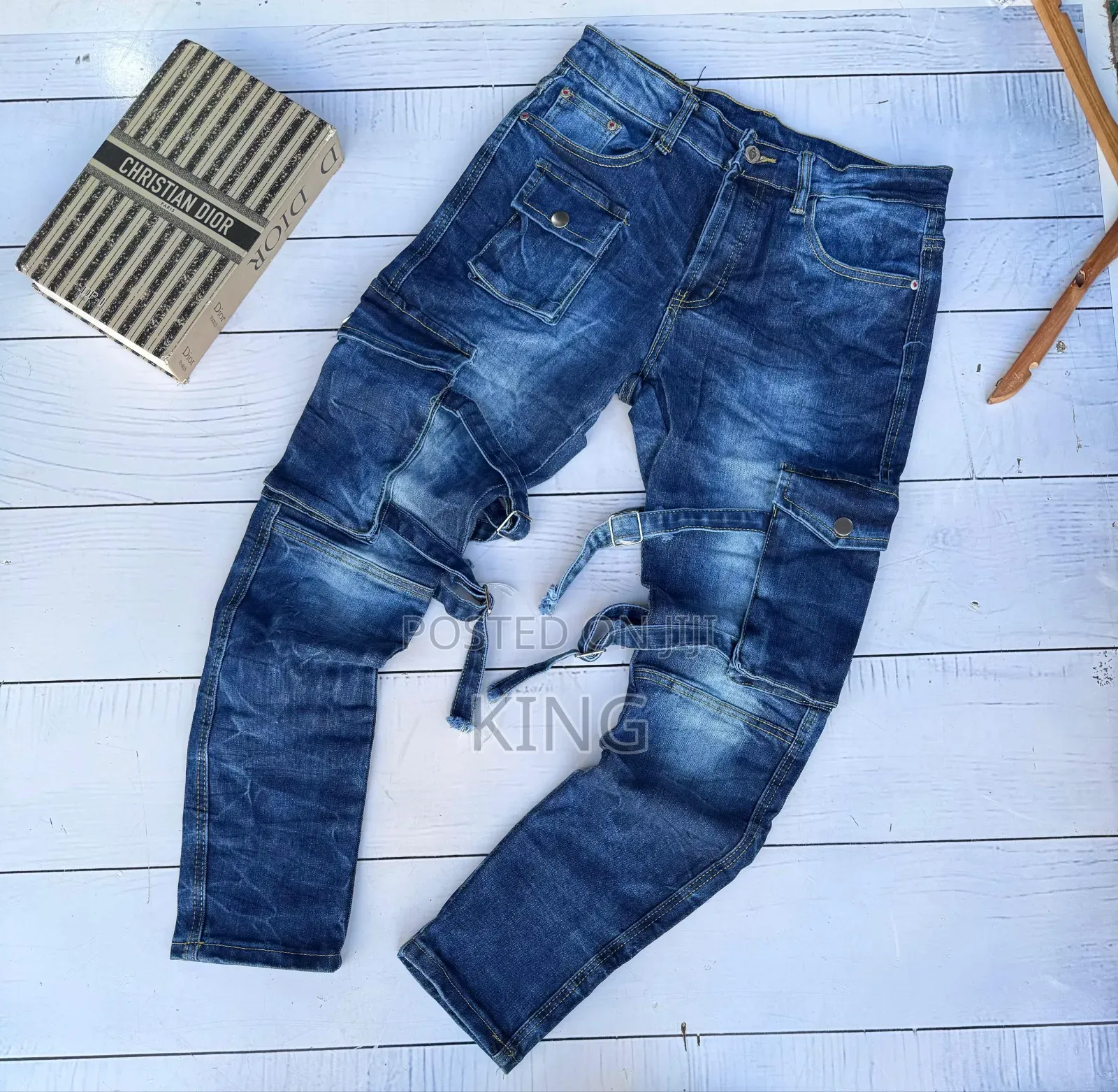 Cargo Strap Jeans Blue