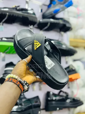 Black Adidas Sandals. Cross Strap Sandals