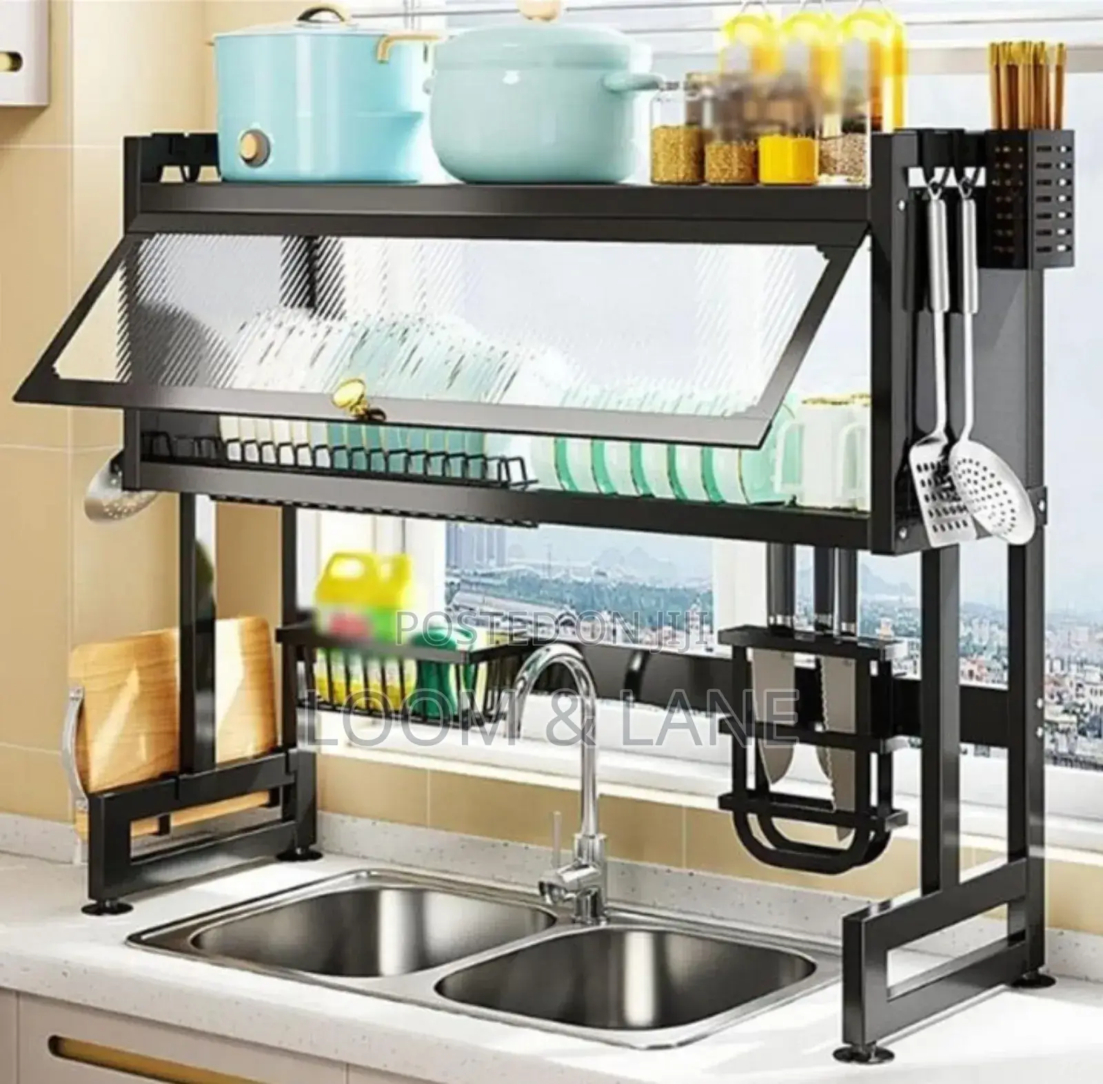Multifunctional Sink Shelf With Cabinet Door / Drainage