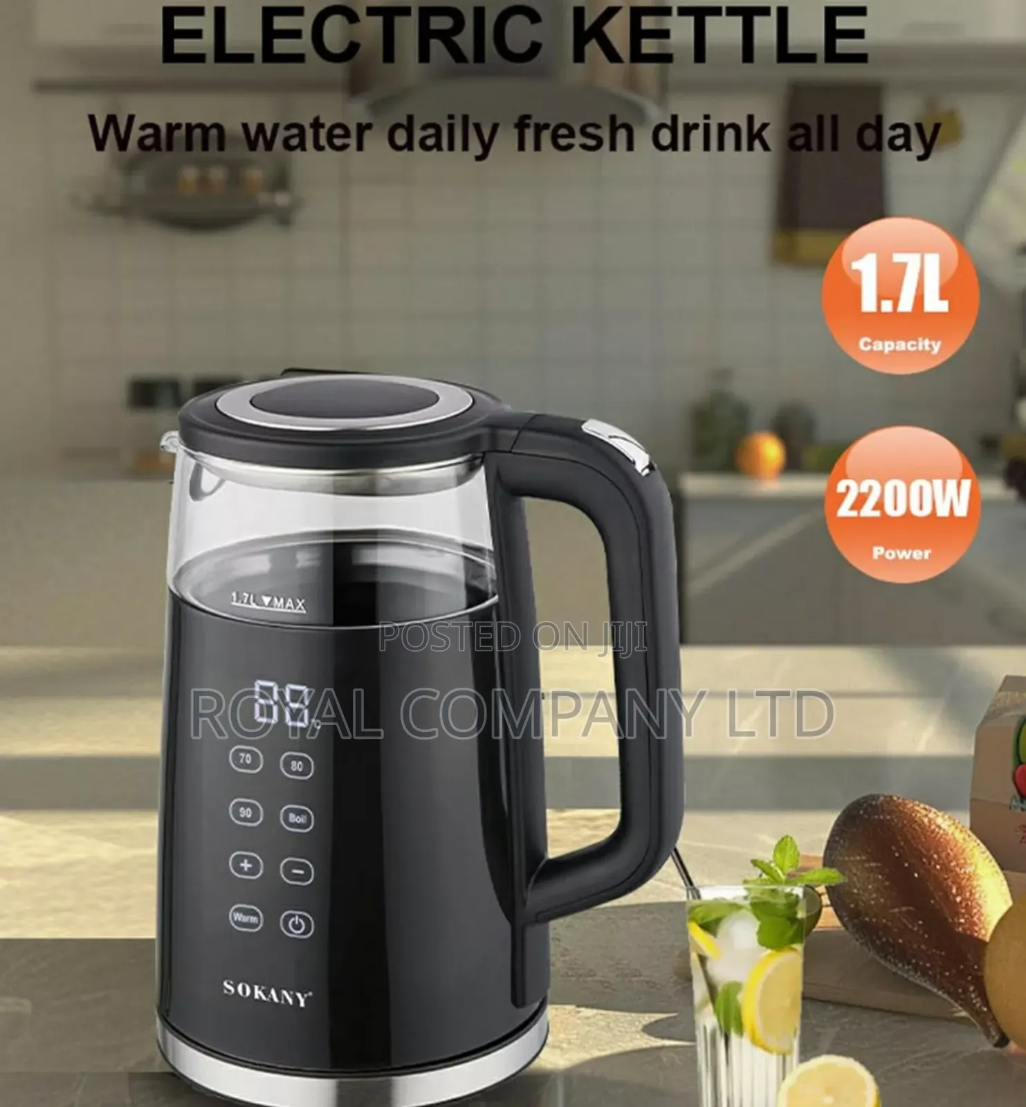 Paco,1.7 Liter 2200w, Digital Display Temperature