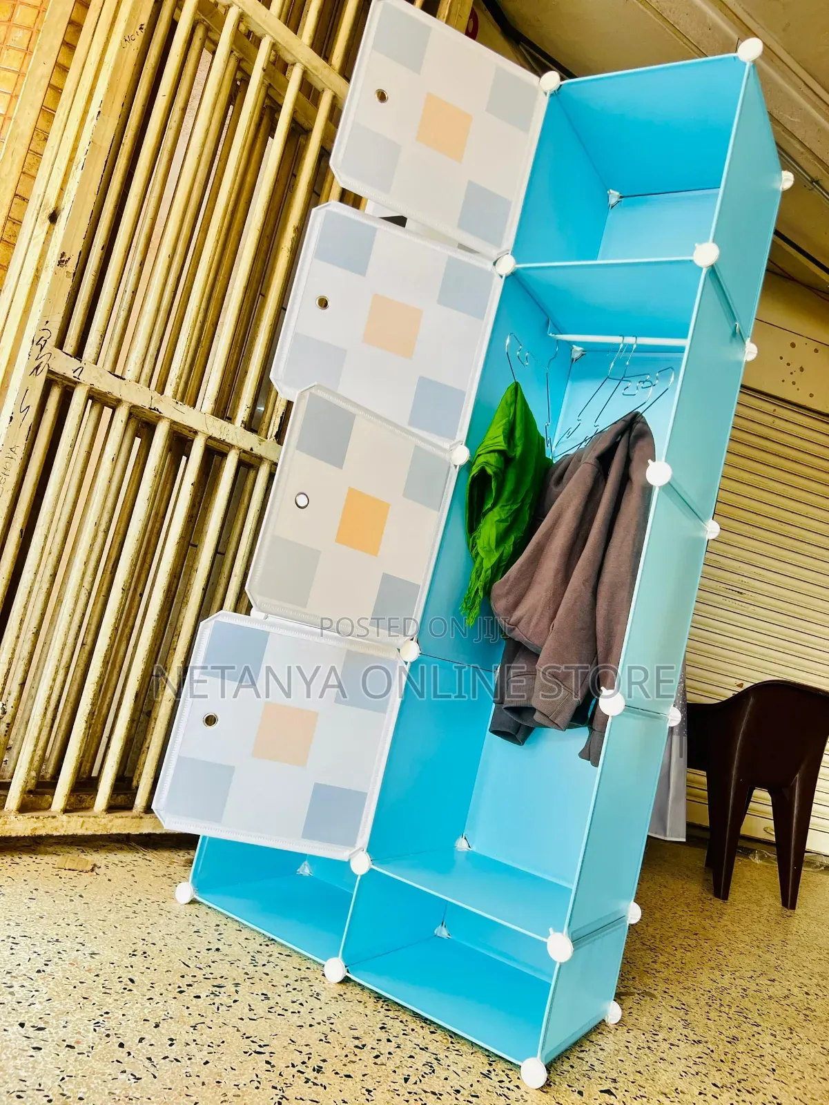 2 Columns Plastic Wardrobe With Designs