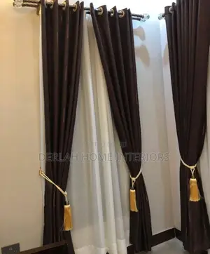 Coffe Brown Curtains Per Set With Handles
