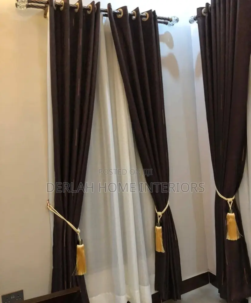 Coffe Brown Curtains Per Set With Handles