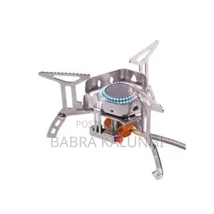 Windproof Camping Gas Stove With Adapter Converter, Silver.