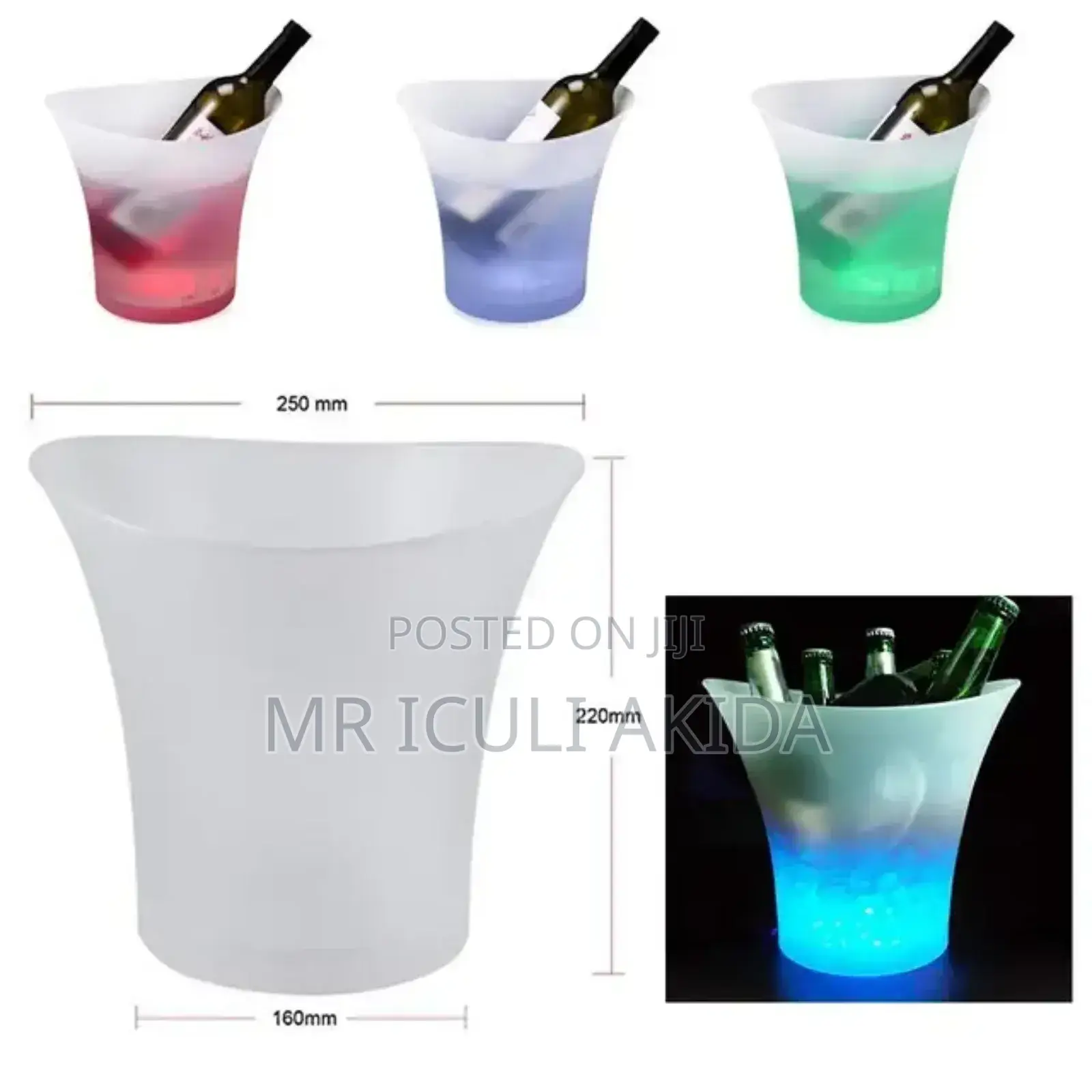 LED Multi Coloured Champagne,Beer,Wine Bar White Ice Buckets