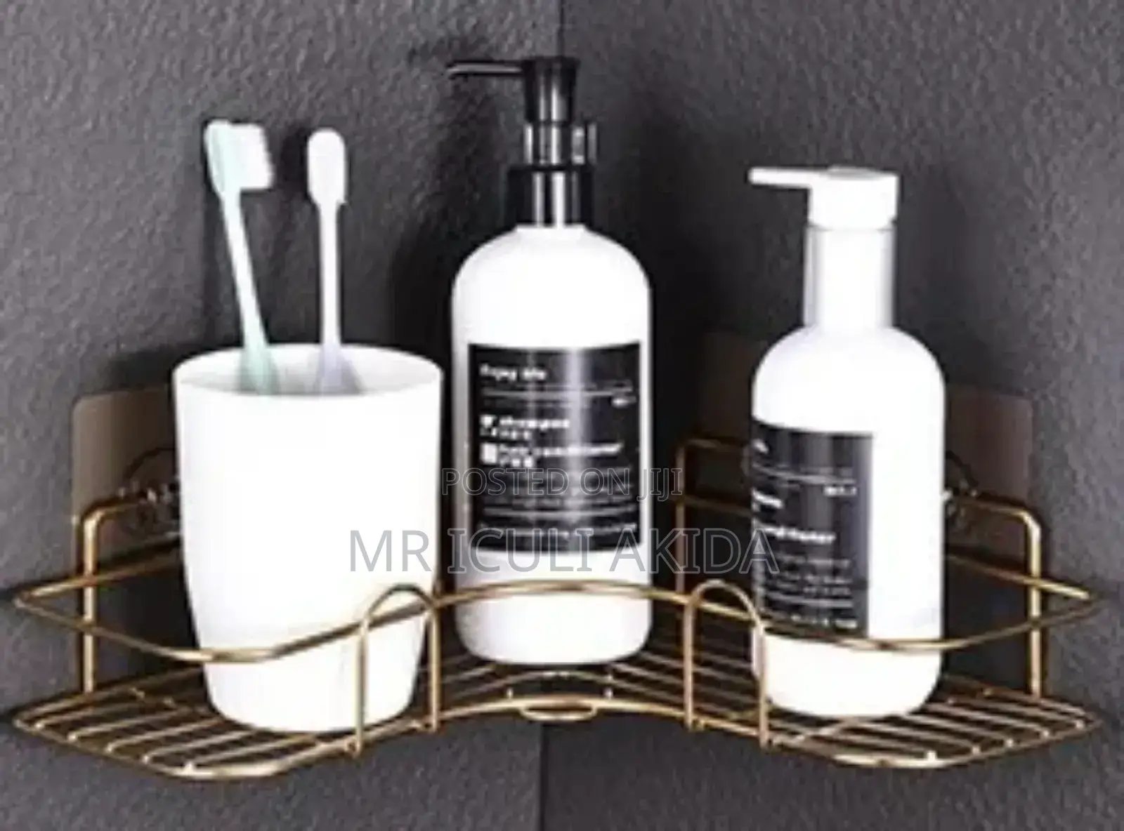 Gold Metal Bathroom Corner Shelf Organiser Shower Caddy