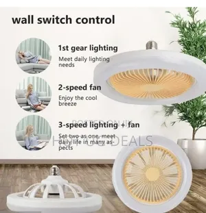 Ceiling Fan With Light Bulb - White