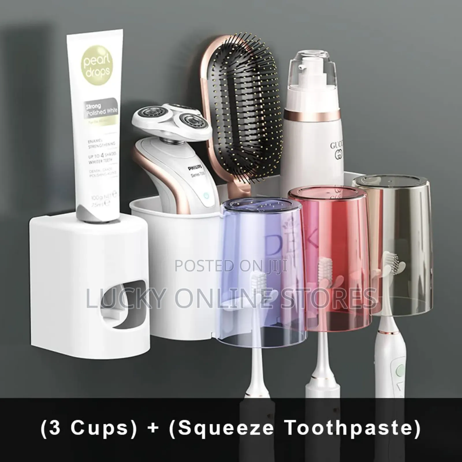 3 Cup Wall Mount Toothbrush Holder