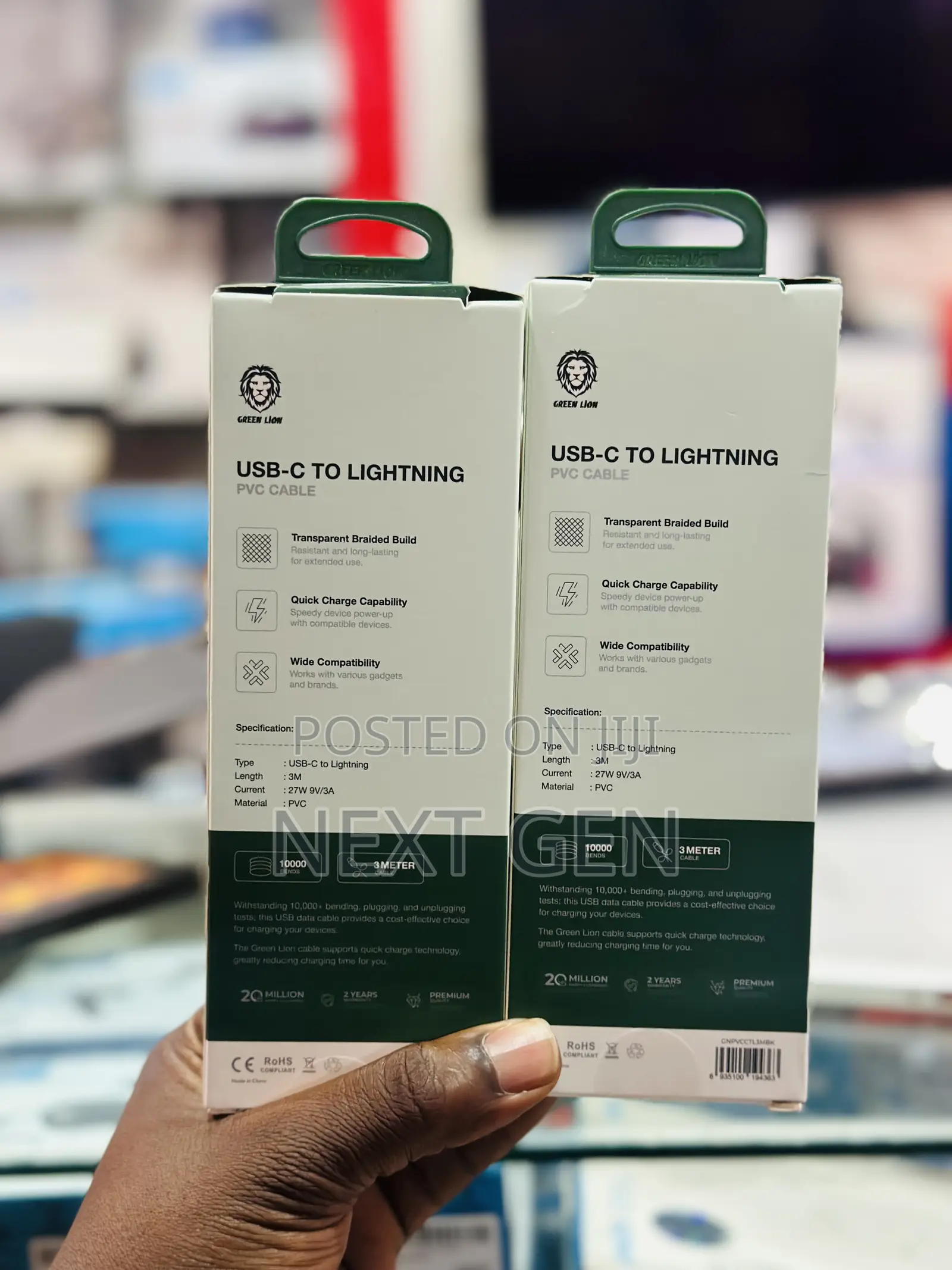 Green Lion USB-C to Lightning TPE Cable 3M PD 27W