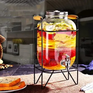 8L Glass Jar Dispenser With Scroll Iron Stand