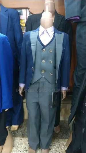 Gray Blue Boys Suits Formal 3 Piece