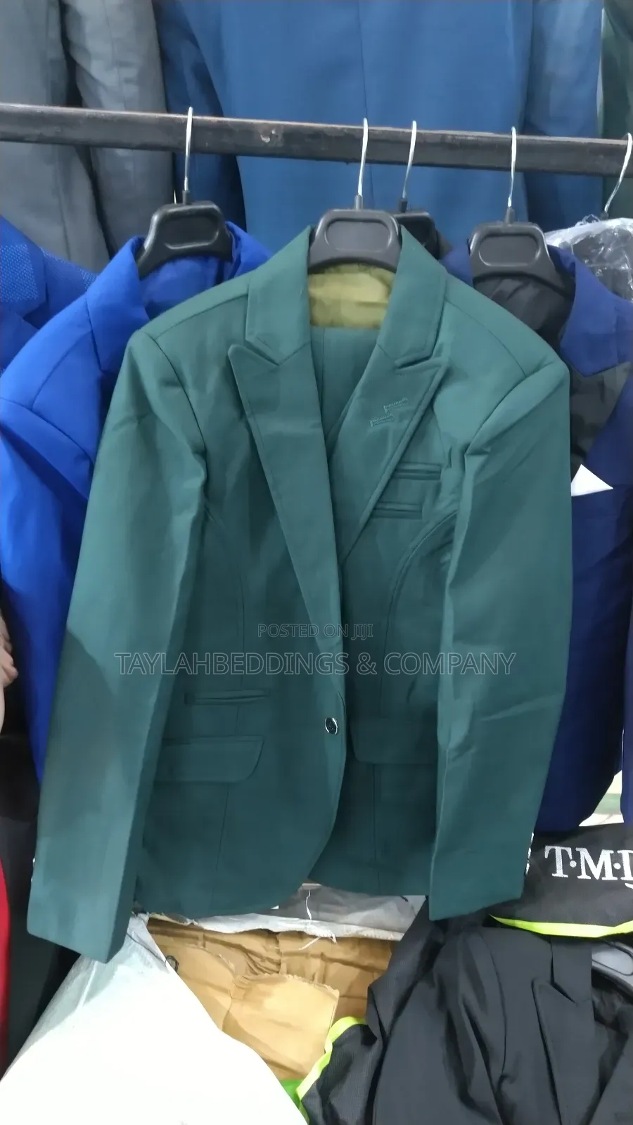 Kids Solid Green 3 Piece Blazer Suit