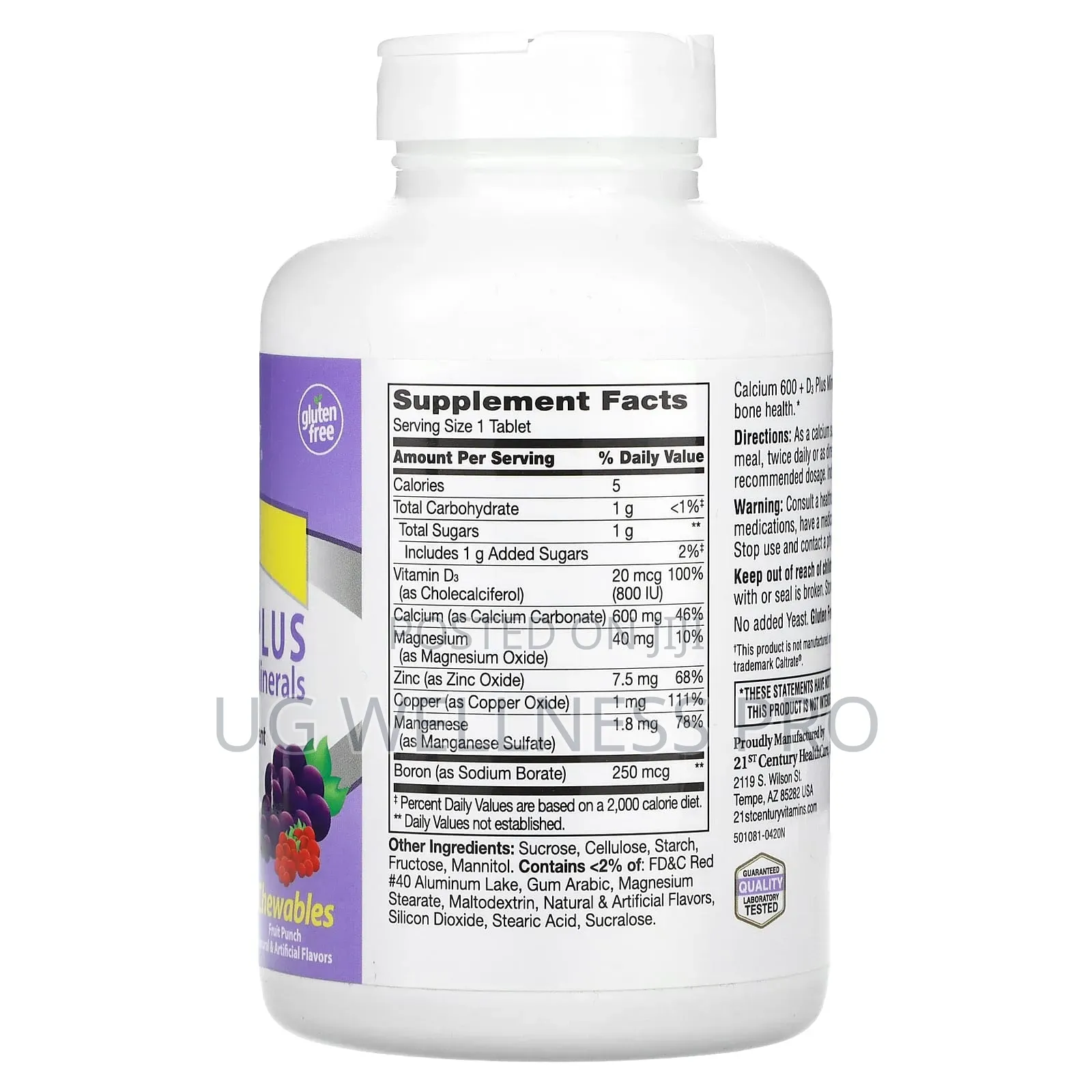 21st Century, 600 + D3 Plus Minerals, 75 Chewable Tablets
