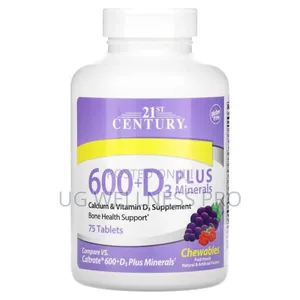 21st Century, 600 + D3 Plus Minerals, 75 Chewable Tablets