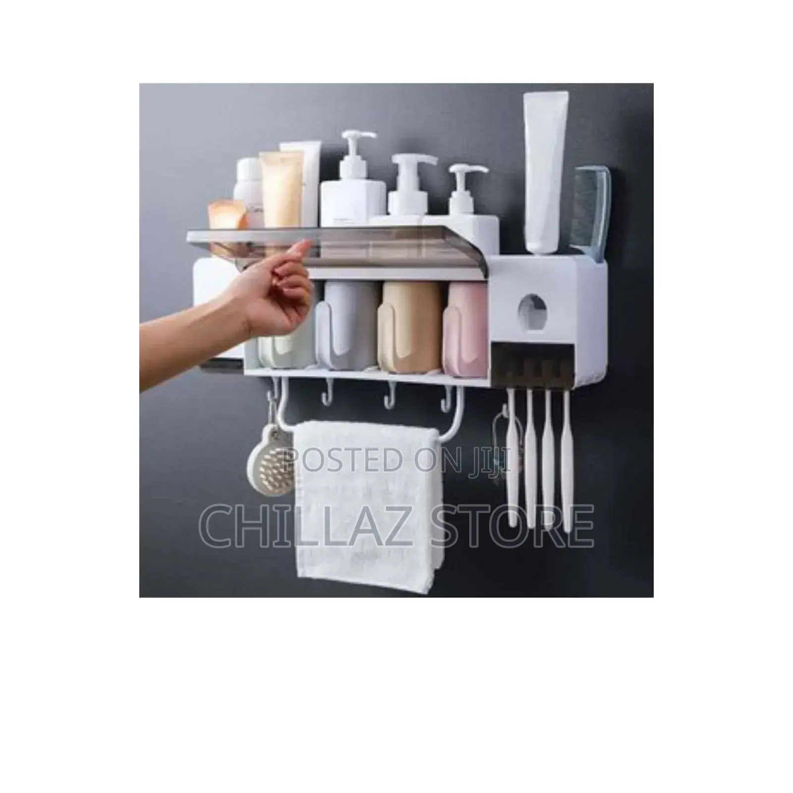 4 Cup Wall Mounted Toothpaste and Toothbrush Holder.